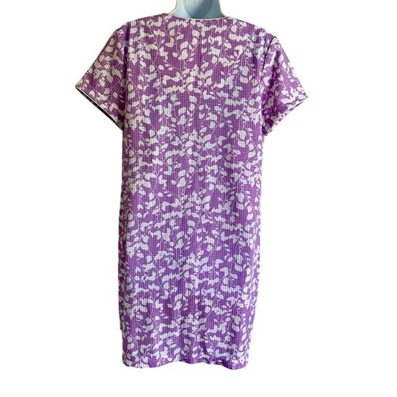 Coral Bay Purple White Floral Waffle Full Zip Up Duster Robe Housecoat Small NEW - Picture 6 of 11